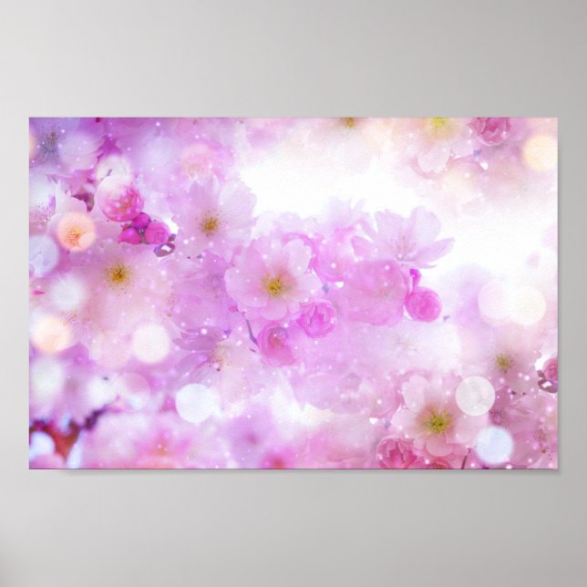 Pink Cherry Blossom Blume Foto Poster (Vorne)