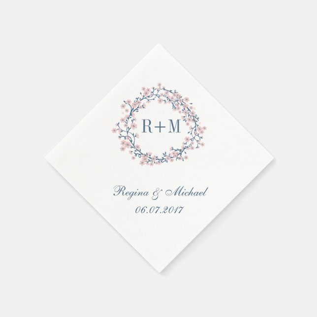 Pink Cherry Blossom Blume Hochzeit Napkin Serviette (Ecke)