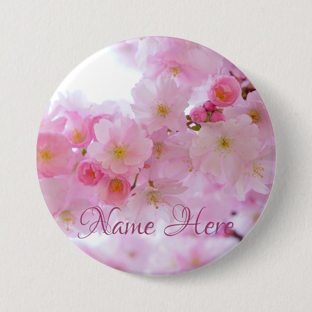 Pink Cherry Blossom Blumenknopf Button (Vorderseite)