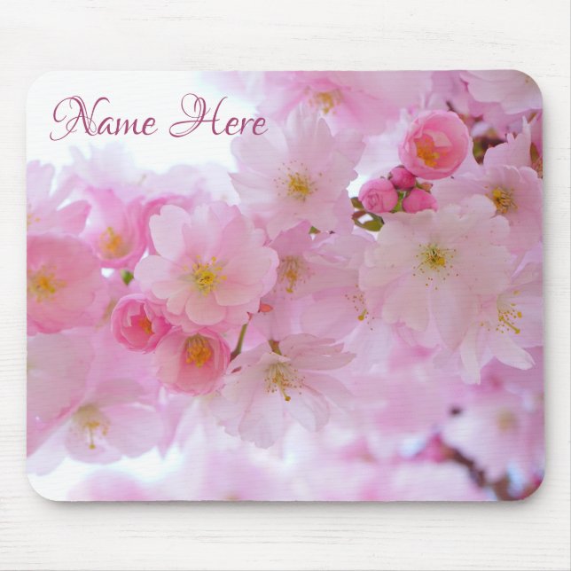 Pink Cherry Blossom Blumenmousepad Mousepad (Vorne)