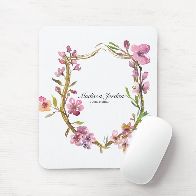 Pink Cherry Blossom Blumenmousepad Mousepad (Mit Mouse)