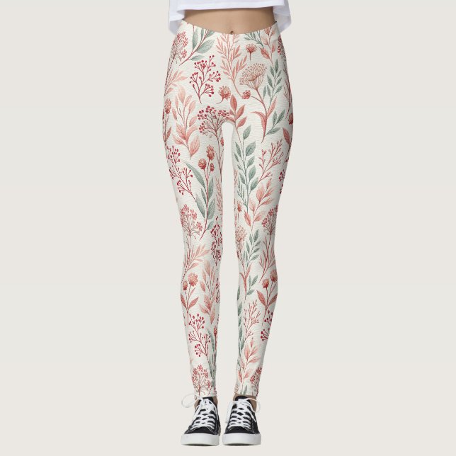 Pink Cherry Blossom, Blumenmuster und Blätter Must Leggings (Vorderseite)