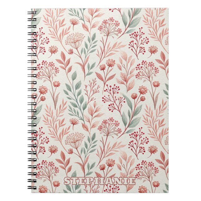 Pink Cherry Blossom, Blumenmuster und Blätter Must Notizblock (Vorderseite)
