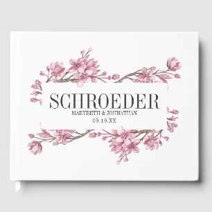 Pink Cherry Blossom Blumenrahmen Hochzeit Gästebuch
