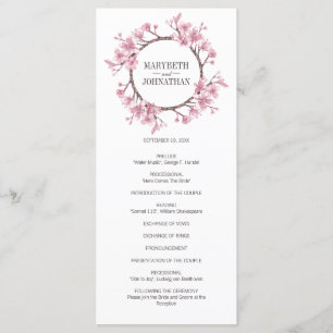 Pink Cherry Blossom Blumenreath Wedding Programm