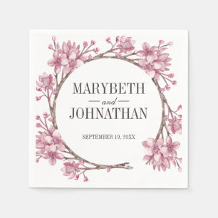 Pink Cherry Blossom Blumenreath Wedkin Napkin Serviette