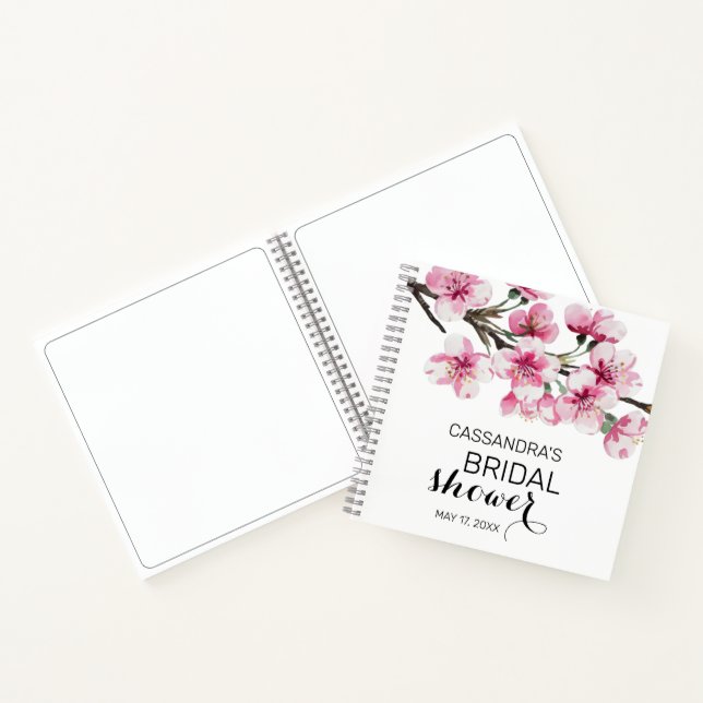 Pink Cherry Blossom Botanisches Brautparty Notizbuch (Innenseite)