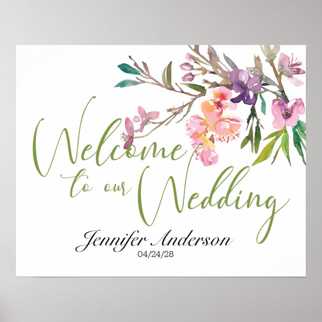 Pink Cherry Blossom Brautparty Poster (Vorne)