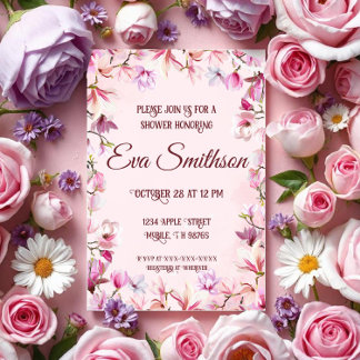 Pink Cherry Blossom Dusche Einladung