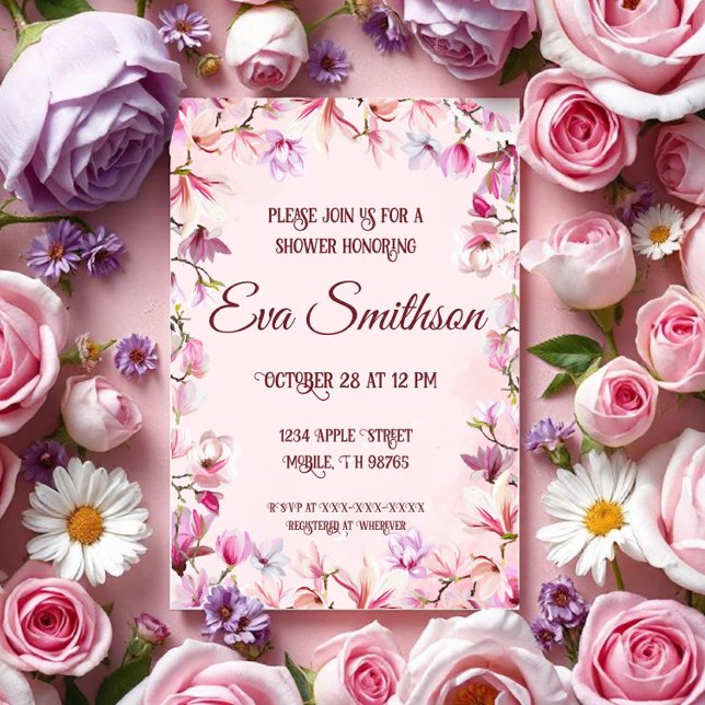 Pink Cherry Blossom Dusche Einladung (Von Creator hochgeladen)