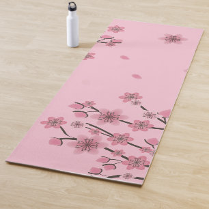 Pink Cherry Blossom Fallende Petals Botanisches Le Yogamatte