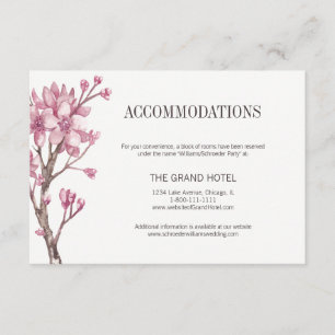 Pink Cherry Blossom Floral Unterkünfte Begleitkarte