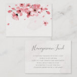 Pink Cherry Blossom Floral Wedding Honeymoon Fund Begleitkarte<br><div class="desc">Eine moderne,  elegante,  blumengeschmückte Hochzeitsflitterkarte mit Blütenrosa Kirschblüten und moderner Kalligraphie auf handgefertigter Papierstruktur.</div>