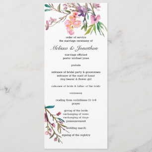 Pink Cherry Blossom Floral Wedding Programm