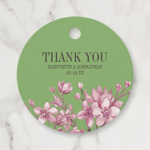 Pink Cherry Blossom Floral Wedding Vielen Dank Geschenkanhänger