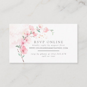 Pink Cherry Blossom Floral Wedding Website UAWG Begleitkarte