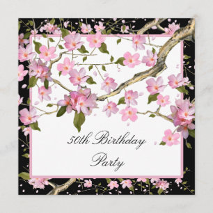 Pink Cherry Blossom Frauen 50. Geburtstagsparty Einladung