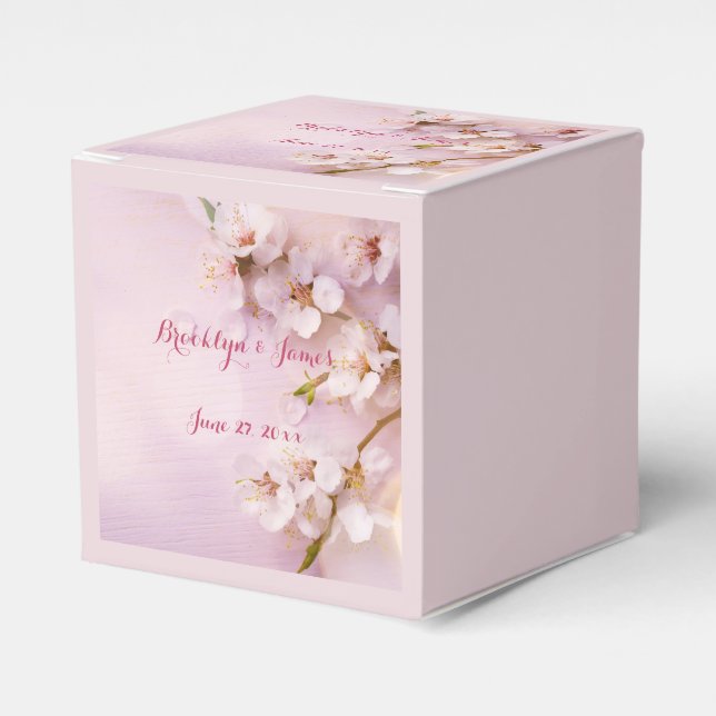 Pink Cherry Blossom Gastgeschenk Hochzeit Box Geschenkschachtel (Vorderseite)