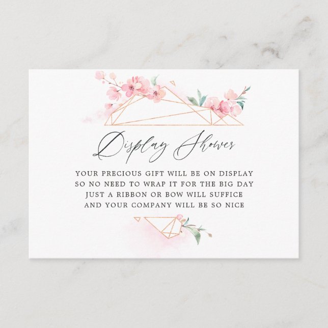 Pink Cherry Blossom Geometric Bridal Display Begleitkarte (Vorderseite)