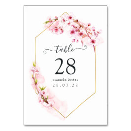 Pink Cherry Blossom Geometric Quinceañera Tischnummer
