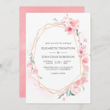 Pink Cherry Blossom Geometric Spring Wedding