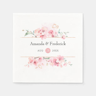 Pink Cherry Blossom Geometric Spring Wedding Serviette