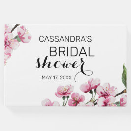 Pink Cherry Blossom Grünes Brautparty Gästebuch