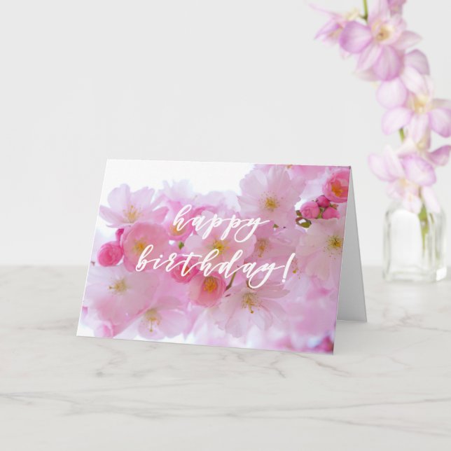 Pink Cherry Blossom | Happy Birthday Karte (Orchidee)