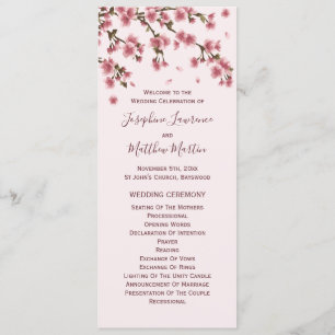 Pink Cherry Blossom Hochzeit Zeremonie Programm