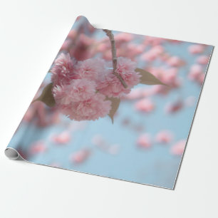 PINK CHERRY BLOSSOM IN NAH-OBEN-FOTOGRAFIE GESCHENKPAPIER