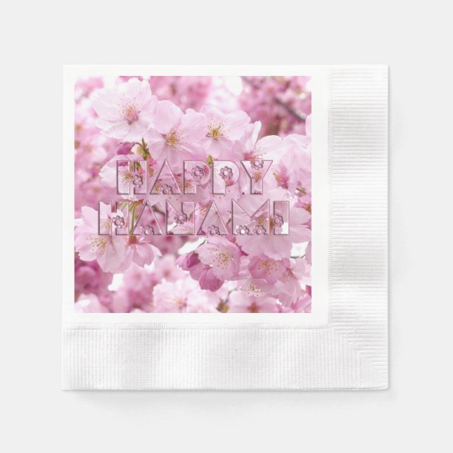 Pink Cherry Blossom Japanisches Festival Happy Han Serviette (Vorderseite)