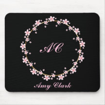 Pink Cherry Blossom Monogram Feminine Floral Wreat
