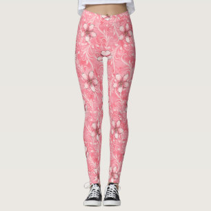 Pink Cherry Blossom Muster Leggings