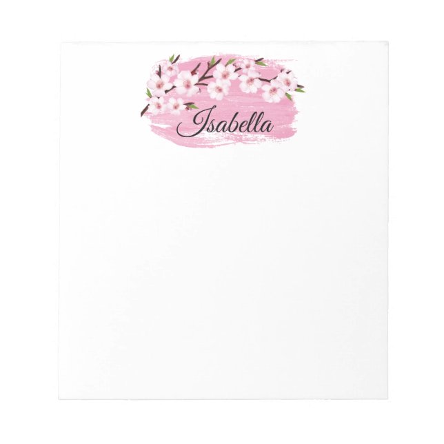 Pink Cherry Blossom Notepad Notizblock (Vorderseite)
