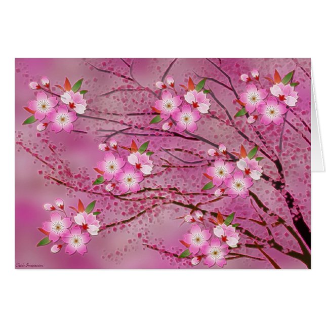 Pink Cherry Blossom Origami Art (Vorderseite (Horizontal))