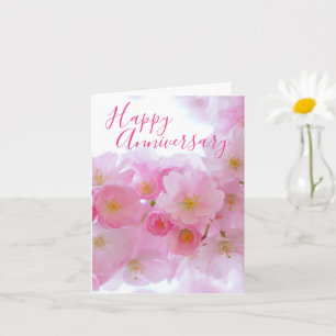 Pink Cherry Blossom   Personalisierter Jahrestag Karte