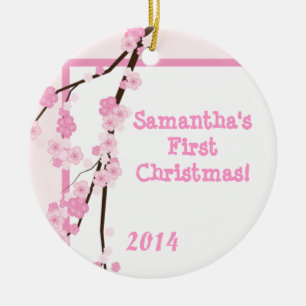 Pink Cherry Blossom Personalisierter Name Ornament