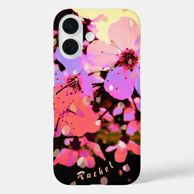 Pink Cherry Blossom Petal Spring & Name Case-Mate iPhone Hülle (Rückseite)