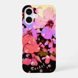 Pink Cherry Blossom Petal Spring & Name iPhone 16 Hülle