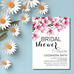 Pink Cherry Blossom Sakura Blume Brautparty Einladung