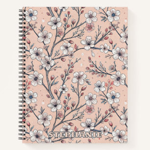 Pink Cherry Blossom Sakura Muster auf Pink (1) Notizbuch