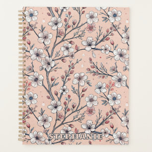 Pink Cherry Blossom Sakura Muster auf Pink (1) Planer