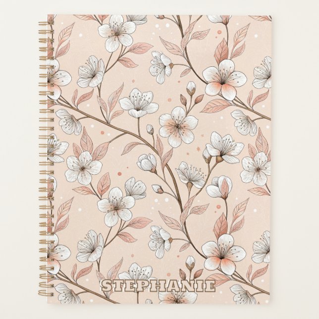 Pink Cherry Blossom Sakura Muster auf Pink (2) Planer (Vorderseite)