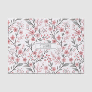 Pink Cherry Blossom Sakura Muster auf Weiß (1) Seidenpapier
