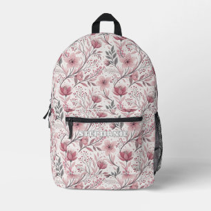 Pink Cherry Blossom Sakura Muster auf Weiß (3) Bedruckter Rucksack
