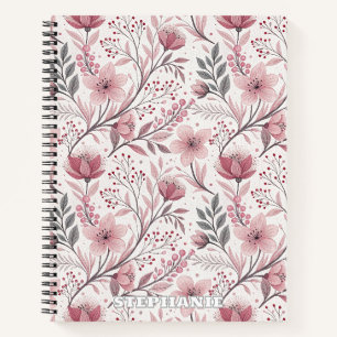 Pink Cherry Blossom Sakura Muster auf Weiß (3) Notizbuch