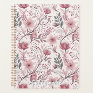 Pink Cherry Blossom Sakura Muster auf Weiß (3) Planer