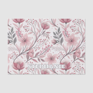 Pink Cherry Blossom Sakura Muster auf Weiß (3) Seidenpapier