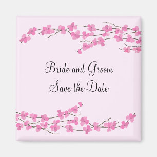 Pink Cherry Blossom Save the Date Magnet