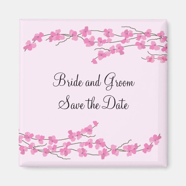 Pink Cherry Blossom Save the Date Magnet (Vorne)